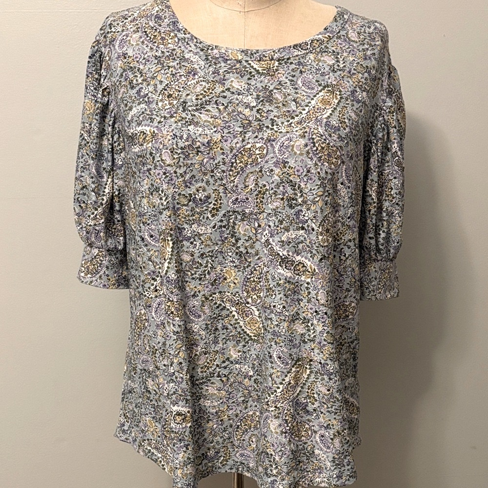 Kim & Cami  Green Paisley Blouse- Small